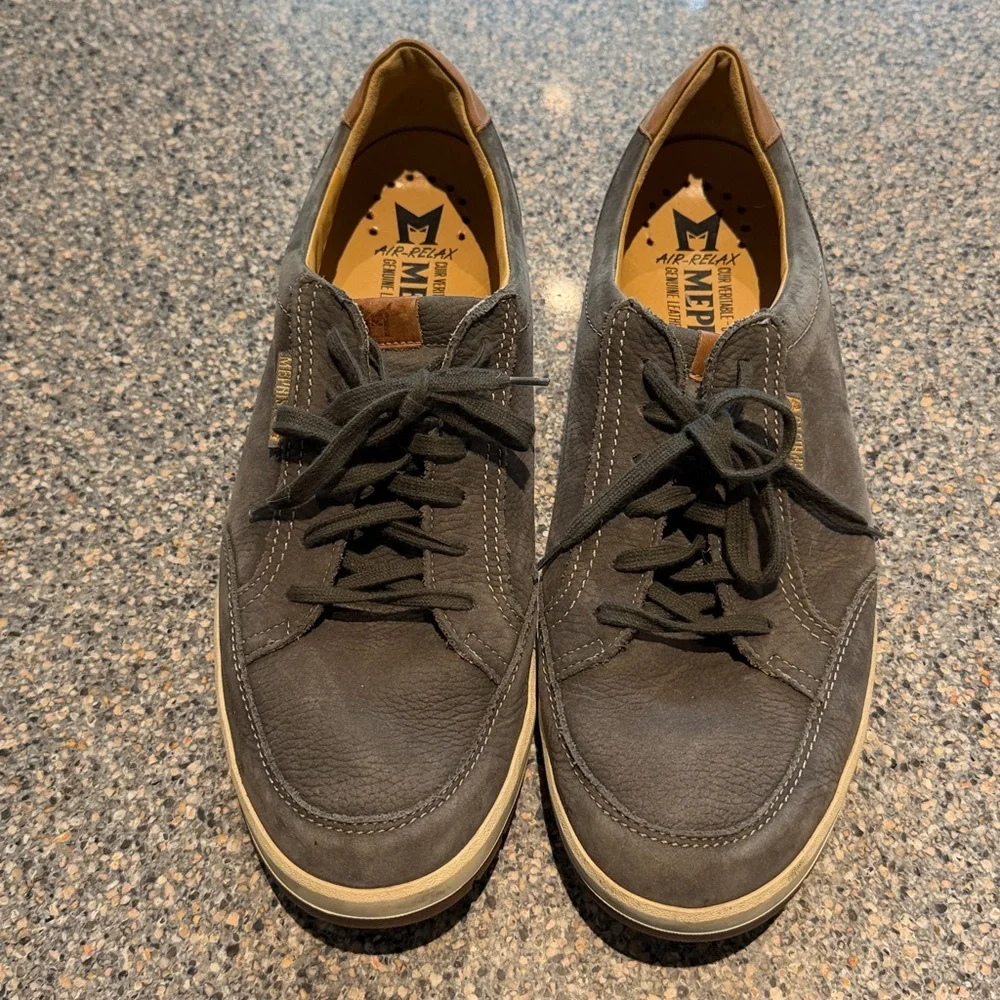 Mephisto Dark Gray Leather Sneakers Size 12 - Picture 2 of 8